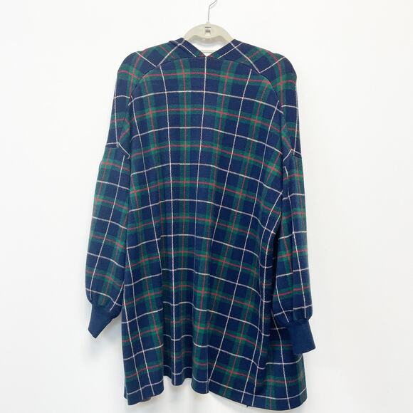 Crown & Ivy Women's S Green Full Plaid Tartan Long Sleeve Open Front Cardigan - Picture 4 of 4